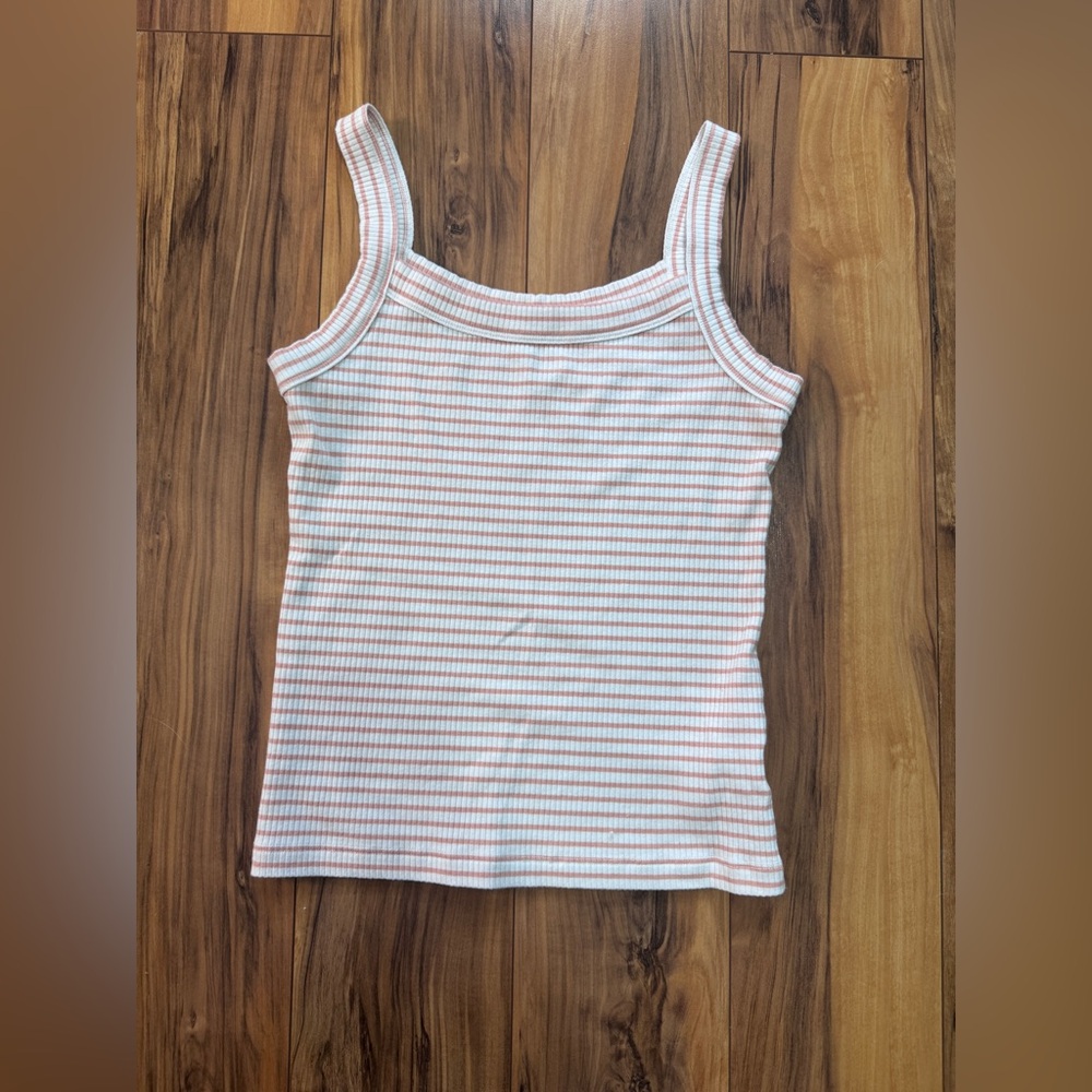 American Eagle Outfitters Pink and White Striped Tank Top